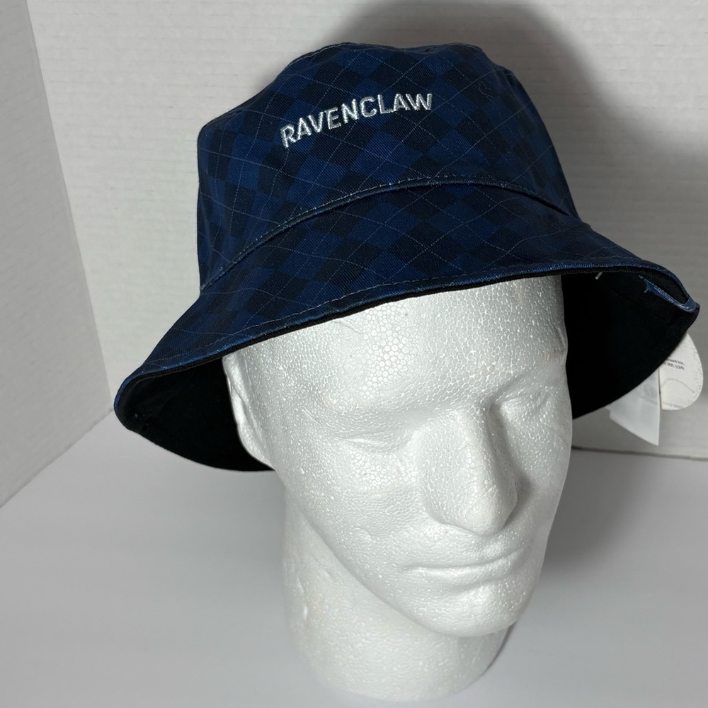 NWT Harry Potter Ravenclaw Blue and Black Checkered Reversible Bucket Hat